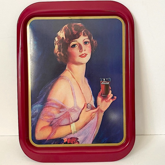 Coca-Cola Co 1927 Calendar Girl Tin Tray Ltd Canadian Edition 1974 Vintage - Picture 1 of 10